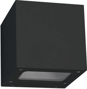 Aluminiowy kinkiet BRICK w nowoczesnym stylu - Szeroko?? 12 x Wysoko?? 12 cm - czarny - LED SMD 2x 5W - 3K - góra i dó? - 67° - IP44