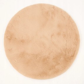Dywanik Futrzany Beżowy 100cm Dekoracyjny Antypoślizgowy do Salonu Sypialni