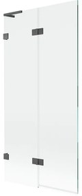 Mexen Lunar L parawan nawannowy 2-skrzydłowy lewy 90 x 150 cm, transparent, gun gray szczotkowany - 897L-090-100-66-00-L