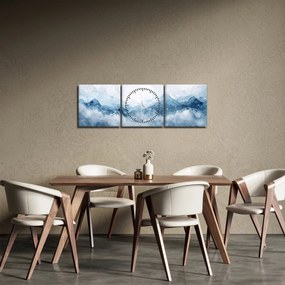 Obraz - Chmury i fale, akwarela (z zegarem) (90x30 cm)