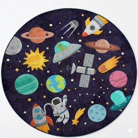 Ciemnoniebieski dziecięcy dywan do zabawy odpowiedni do prania ø120 cm Into The Space – Mila Home