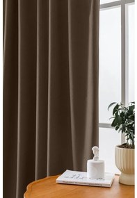 Brązowa zasłona zaciemniająca VELVET 140x270 cm Zawieszanie: Taśma z wiązaniami