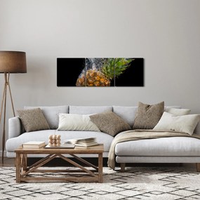 Obraz ananasa w wodzie (z zegarem) (90x30 cm)
