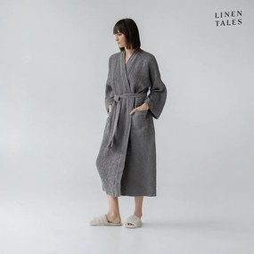 Ciemnoszary szlafrok w rozmiarze L/XL Honeycomb – Linen Tales