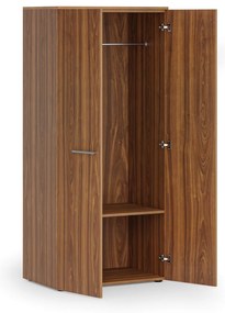 Szafa ubraniowa biurowa PRIMO WOOD, 1 półka, drążek do szafy, 800 x 500 x 1781 mm, orzech
