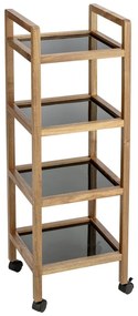 Czarny/w naturalnym kolorze regał łazienkowy z litego drewna akacjowego 35x101,5 cm Fondi – Wenko