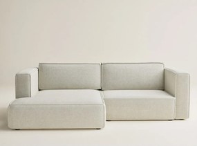 Kremowy rozkładany/ze schowkiem narożnik z tkaniny szenilowej (lewostronny/z szezlongiem) Velto – Maison de Rêve