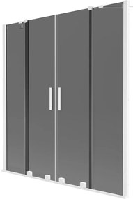 Mexen Velar Duo parawan nawannowy 2-skrzydłowy rozsuwany 150 x 150 cm, grafit, biały - 896-150-000-42-20