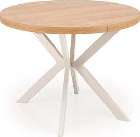 Okrągły rozkładany do 250 cm stół do jadalni Peroni dąb hikora / kaszmir Halmar