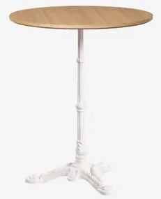 Okrągły Barowy Stół Z Mdf Azteca Ø60 Cm & Naturalny Brąz Drewna – Lodowa Biel - Sklum