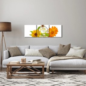 Obraz kwiatowego oleju (z zegarem) (90x30 cm)