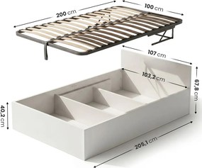 Białe skandynawskie łóżko z podnoszonym stelażem 100x200 cm K7-C59