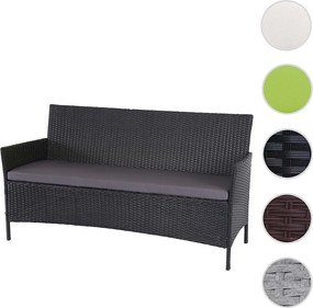 3-osobowa ławka ogrodowa z rattanu syntetycznego Hamar,  antracyt, poduszki antracytowe