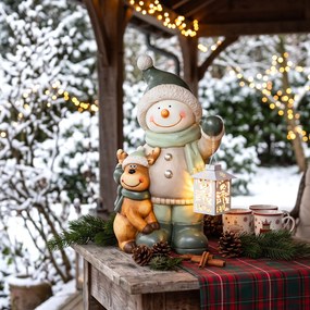 HOMCOM Figurka bałwana 43 cm z MGO z lampionem LED i timerem, do wejścia i przy drzwiach | Aosom PL