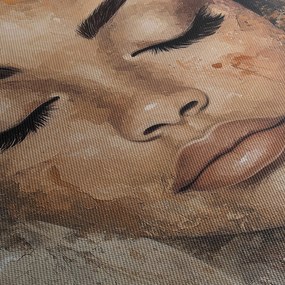 Obraz - Portret kobiety (z zegarem) (90x30 cm)