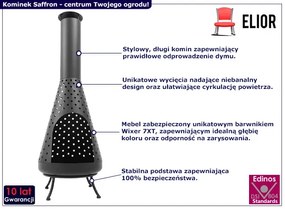 Nowoczesny metalowy kominek ogrodowy - Saffron