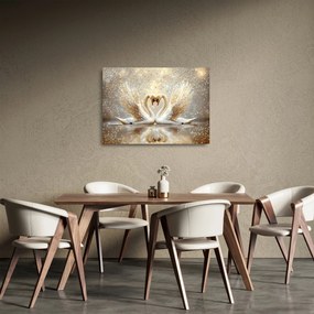 Obraz na szkle - Złote łabędzie (70x50 cm)