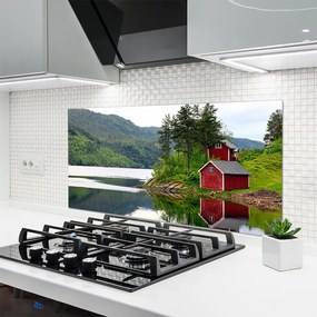 Szkło do Kuchni na Ścianę Chatka Nad Górskim Jeziorem