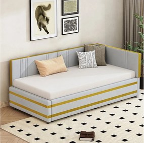 Łóżko dziecięce 90*200 cm - z dnem z listew - aksamitne - szare - bez materaca