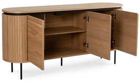Komoda do Salonu BECK 160 cm Dąb Trzydrzwiowa Ryflowana Nowoczesna