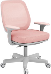 Vinsetto Fotel biurowy, ergonomiczny fotel z funkcją obrotową, regulowany 55 x 48 x 82,5-94,5 cm różowy