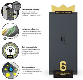 Szafa JAN Compact 1750 x 800 x 400 mm, antracytowa