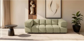 Stylowy Trzyosobowy Sofa z Tkaniny w Kolorze Musztardowym z Pikowanym Oparciem 240cm - ALVERO 3S