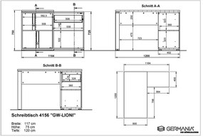 Biurko w dekorze dębu 120x117 cm Lioni – Germania