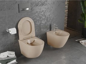 Mexen Lena miska wc Rimless z deską wolnoopadającą slim, duroplast, cappuccino mat - 30224064