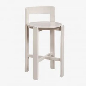 Zestaw 4 Wysokich Stołków Z Drewna Dębowego Noreli ↑65 Cm & Kremowa Tapioca - Sklum