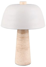 Biała/beżowa lampa stołowa z metalowym kloszem (wysokość 41 cm) Timba – Trio Select
