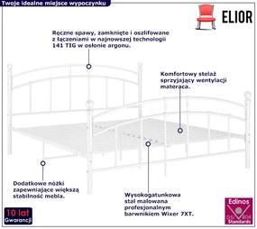 Białe metalowe łóżko małżeńskie 180x200 cm - Enelox