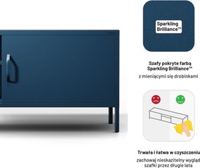 Metalowa szafka RTV Modern Rosaria XL, kolor granatowy