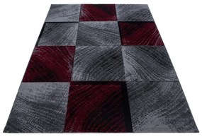 Dywan nowoczesny Plus kwadraty szaro-czerwony 240 cm x 340 cm