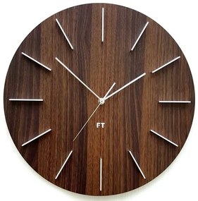 Future Time FT2010WE Round dark natural brown Designerski zegar ścienny, 40 cm