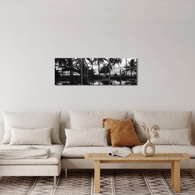 Obraz tropikalnej wyspy (z zegarem) (90x30 cm)