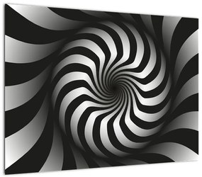 Abstrakcyjny obraz czarno - białej spirali (70x50 cm)