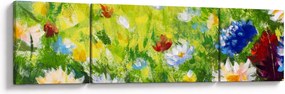 Obraz kwitnącej łąki, obraz olejny (170x50 cm)