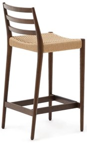 Brązowy/w naturalnym kolorze hoker z litego drewna dębowego (wysokość siedziska 70 cm) Analy – Kave Home
