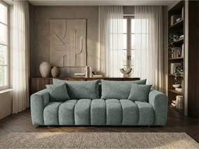 Kanapa z Tkaniny 3-osobowa Zielona 240cm - COSMO LUXURY Premiumowa Pianka HR - Nowoczesny Design