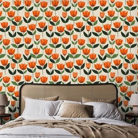 Fototapeta - Wzór z tulipanami (196x136 cm)