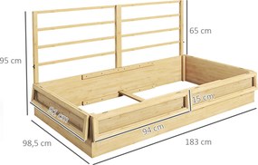 Outsunny Podwyższony Kwietnik z Trejażem, Odporny na Warunki Pogodowe, 1 Trejaż, 183 x 98,5 x 95 cm, Kolor Naturalny