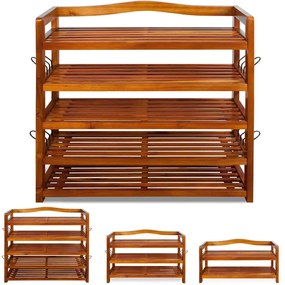 Casaria Regał na buty RUSTIC, 5 półek, 85x26x82cm, naturalna brązowa