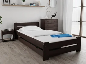 Łóżko Laura 90 x 200 cm, orzech Stelaż: Ze stelażem listwowym elastycznym, Materac: Materac Coco Maxi 20 cm
