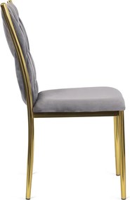 Krzesło Tapicerowane Plecione do Salonu DAN Szare Welurowe Nowoczesne Glamour