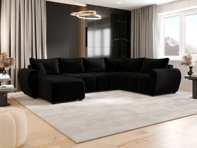 BEDANTE narożnik w kształcie U MOLISA U PLUS Itaka 15 prawa czarny z funkcją spania sofa w kształcie litery U z pojemnikiem na pościel