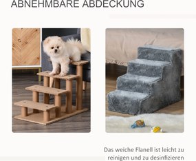 Drabinka dla Zwierząt Domowych PawHut - Idealna Do Sofa i Łóżka, Jasnoszary Plusz