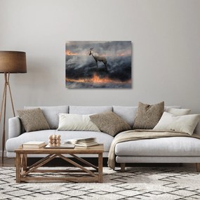 Obraz na szkle kozicy w płomieniach (70x50 cm)