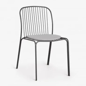 Krzesło Ogrodowe Ze Stali Anerina Grafitowa Szarość & Piaskowy Szary - Sklum
