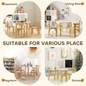 AIYAPLAY 5-częściowy zestaw stolik i krzesła dla dzieci, lekkie lite drewno, kolorowy